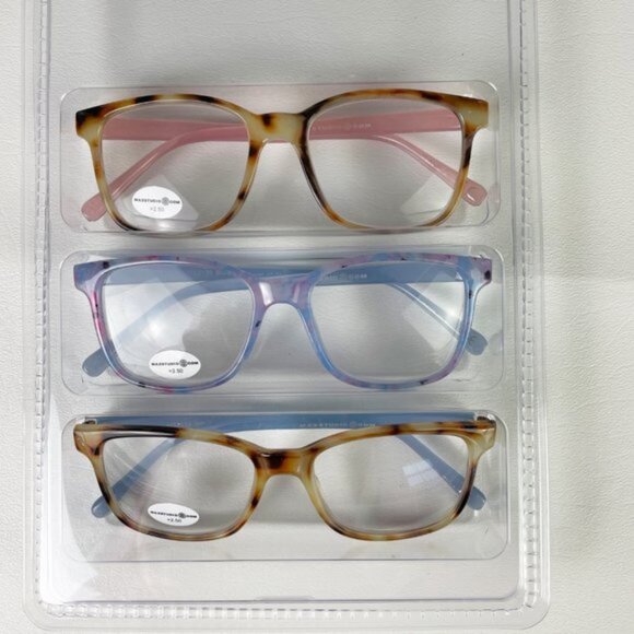MaxStudio.com +2.50 Reading Glasses Tortoise Blue Pink - Picture 2 of 3